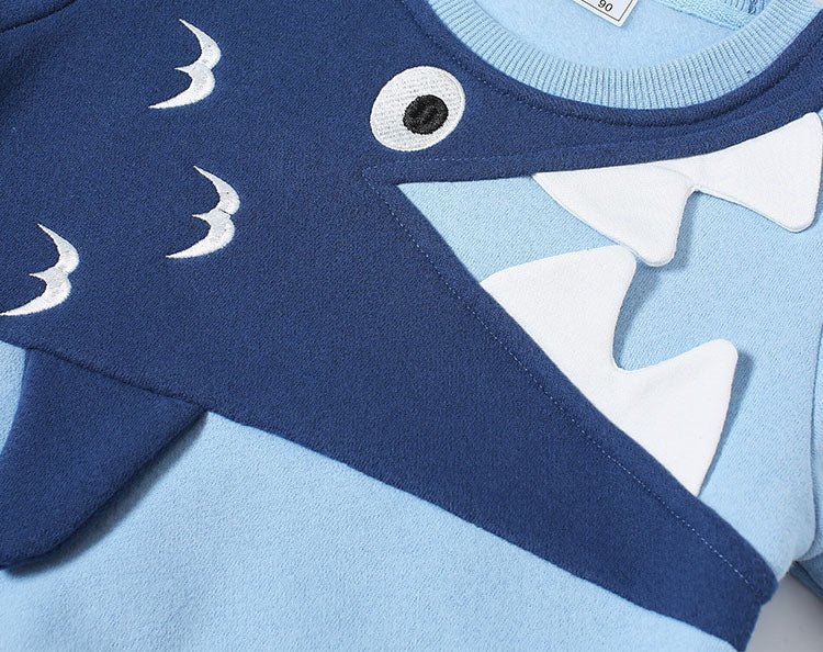 Fleece sweatshirt med haj mønster til børn - Lilla Villa