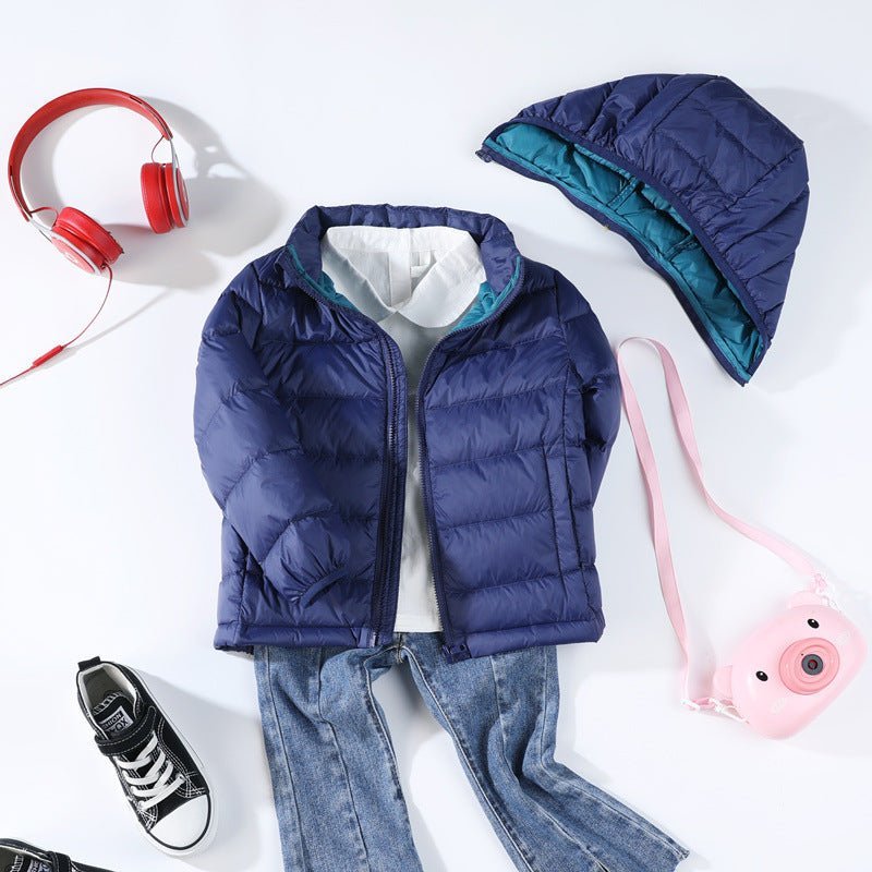 Ultra light down jacket/overgangsjakke(90% hvide andedun) til børn mørkeblå - Lilla Villa
