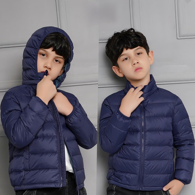 Ultra light down jacket/overgangsjakke(90% hvide andedun) til børn mørkeblå - Lilla Villa