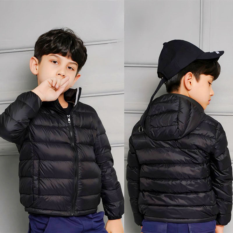 Ultra light down jacket/overgangsjakke(90% hvide andedun) til børn sort - Lilla Villa