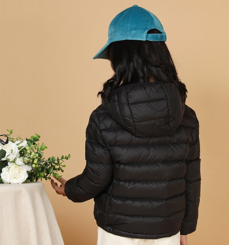 Ultra light down jacket/overgangsjakke(90% hvide andedun) til børn sort - Lilla Villa