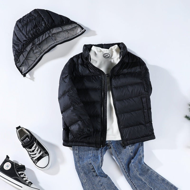 Ultra light down jacket/overgangsjakke(90% hvide andedun) til børn sort - Lilla Villa